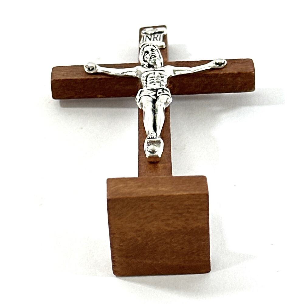 Wooden Standing Crucifix Cross INRI Jesus Christ Religious Catholic Decor 4” - Picture 7 of 8